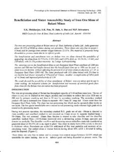 Beneficiation and Sinter Amenability Study of Iron Ore Slime of Bolani ...