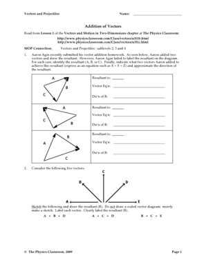 Fillable Online Addition of Vectors - The Physics Classroom Fax Email ...