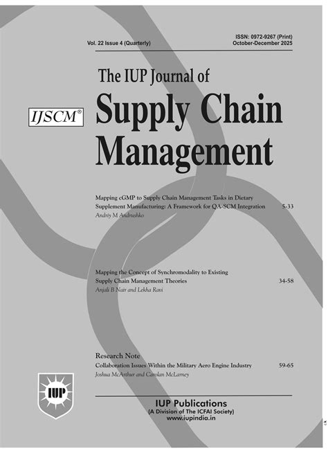 The IUP Journal of Supply Chain Management | Volume 22, Issue 4 ...
