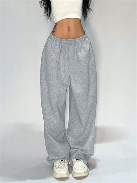 Women's Solid Color Letter Print Pocket Simple Sweatpants Daily Leisure ...