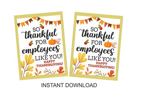 Thanksgiving Gift Cards For Employees