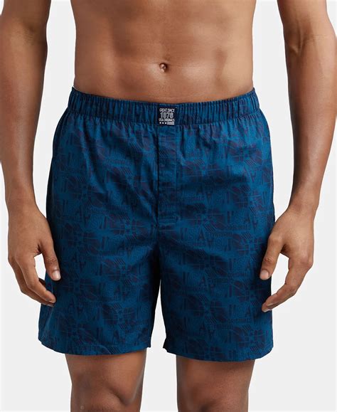 Buy Super Combed Mercerized Cotton Woven Printed Boxer Shorts with Side ...