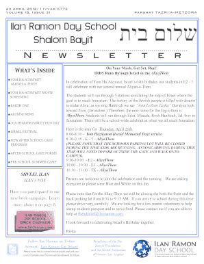 Fillable Online Ilan Ramon Day School Shalom Bayit Fax Email Print ...