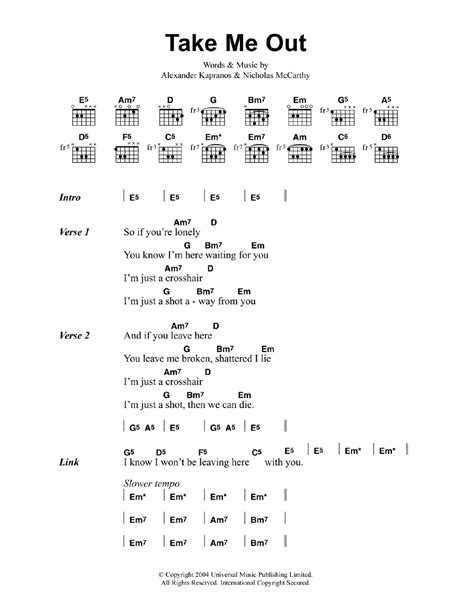 Take Me Out by Franz Ferdinand - Guitar Chords/Lyrics - Guitar Instructor