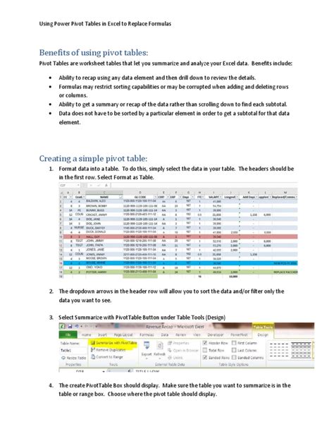 Benefits of Using Pivot Tables | PDF | Microsoft Excel | Information Technology