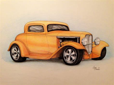 colored pencil car drawing