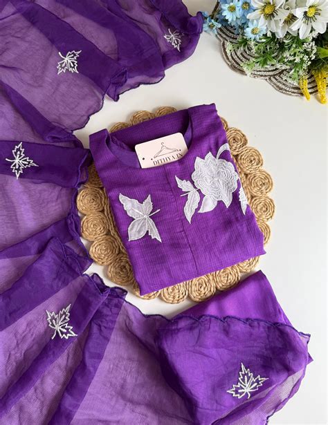 K582 - Kota doriya appliqué work Aline Kurti with pants and dupatta ...