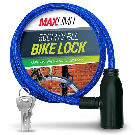Blue Cable Bike Lock with Key - Bike Locks High Security Bike Chain ...