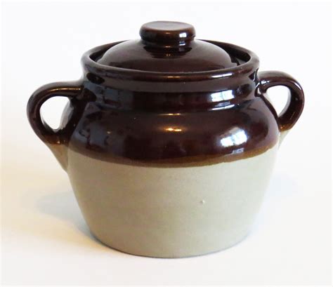 Antique 1920's BOSTON BAKED BEAN Pot / Monmouth Pottery