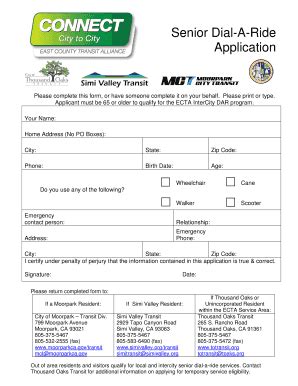 Senior Dial-A-Ride Application - Blank Fillable Template | Fill Out ...