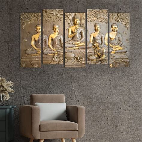 Metalkart Special Whispers of Nirvana Gautam Buddha Wall Painting (Set ...