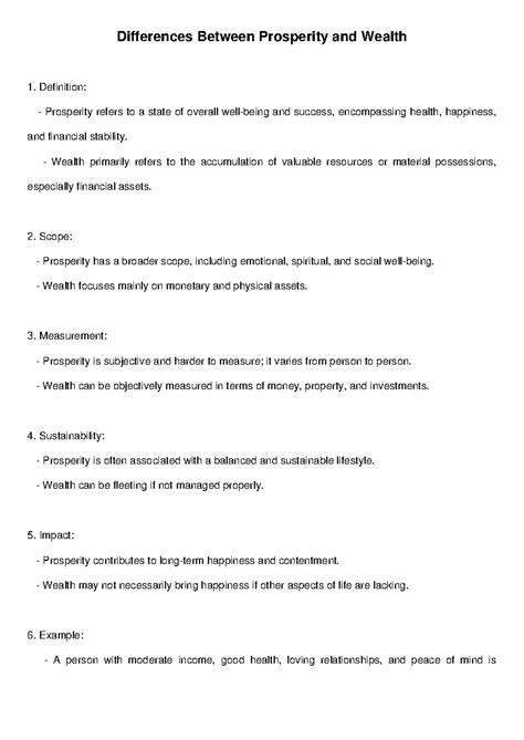 Differences Between Prosperity and Wealth: A Comparative Study - Studocu
