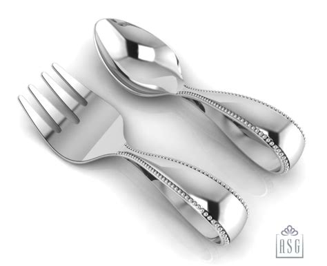 Beaded Loop Spoon & Fork- Engraveable