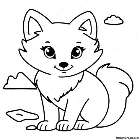 Cute Arctic Fox Coloring Page | Coloring-Pages.com