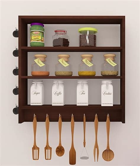 Blesswood Wooden Wall Mounted Shelves for Kitchen / Kitchen Storage ...