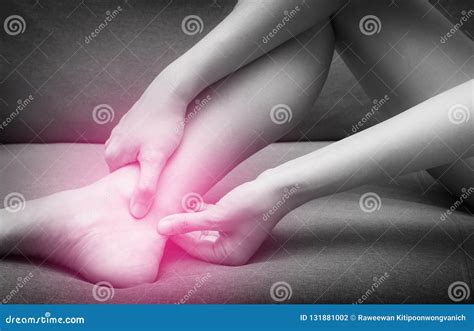 Achilles Tendinitis with Red Spot, Black and White Tone, Injury after Exercising and Running ...