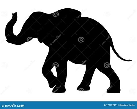 Elephant Silhouette Isolated on White Background Stock Vector - Illustration of cartoon, life ...