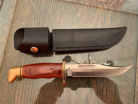 "BUCK 119 1995 SPECIAL Rosewood Cocobolo Brass Knife w/ Sheath 6 ...