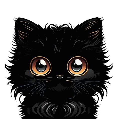 Black cat with big eyes, long fur, cute 26793534 PNG