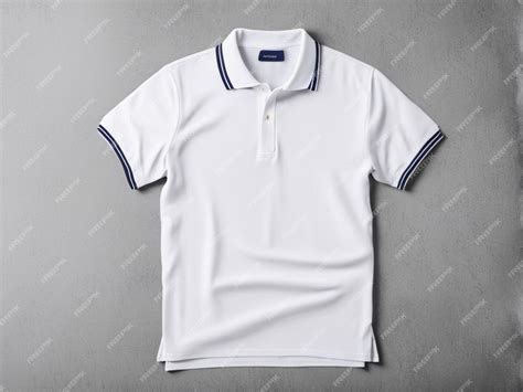Premium Photo | A white polo shirt with a blue stripe and a white collar