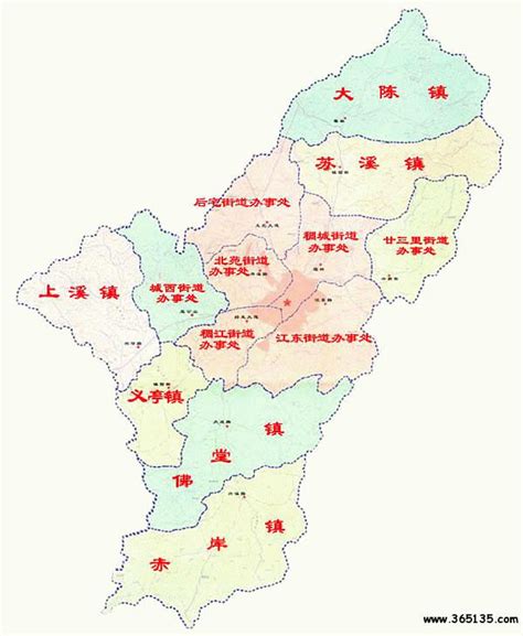 义乌市行政区划图 - 中国旅游资讯网365135.COM