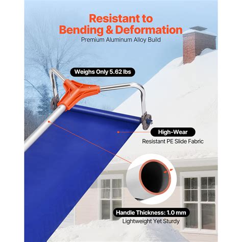 Mophorn Snow Roof Rake, 17 in Aluminum Blade, 4.1-17.2 ft Adjustable ...