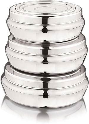 AV Brands Multipurpose Stainless Steel Belly Shape Dabba Flat Canisters ...