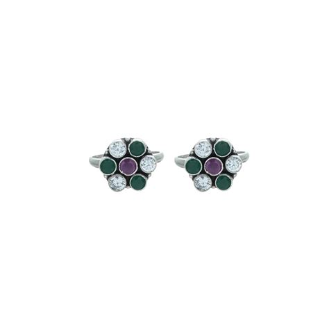 Silver Mosaic Gem Toe Ring – tassyasilver.com