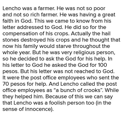 "I wish I had the faith of the man"— describe lencho's character in the ...