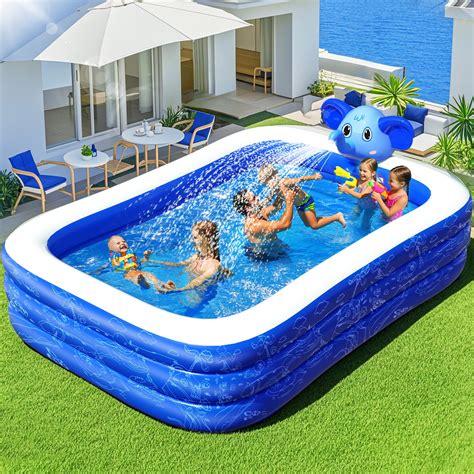 Inflatable Pools with Sprinkler,Upgraded Elephant Inflatable Swimming ...