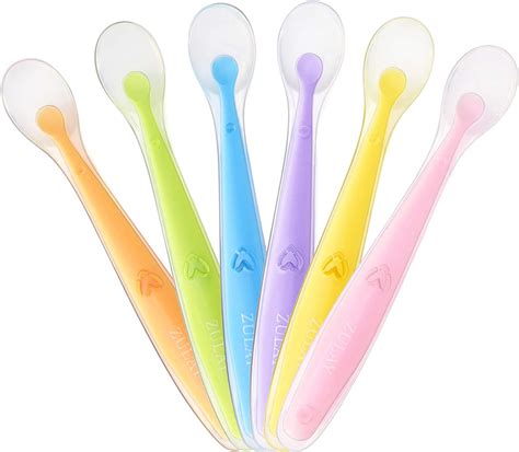 Zulay Kitchen BPA-Free Silicone Baby Feeding Spoons, 6 Pack, First ...