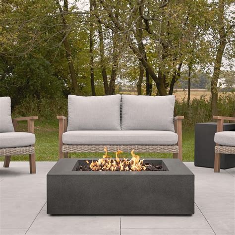 Hillview Bay 42 Inch Square GFRC Natural Gas Fire Pit in Carbon by ...