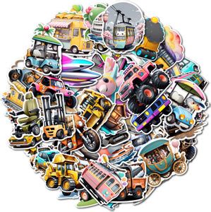 EXO DECOR 3.62 cm Cartoon Vehicle Stickers for Kids Laptop Water Bottle ...
