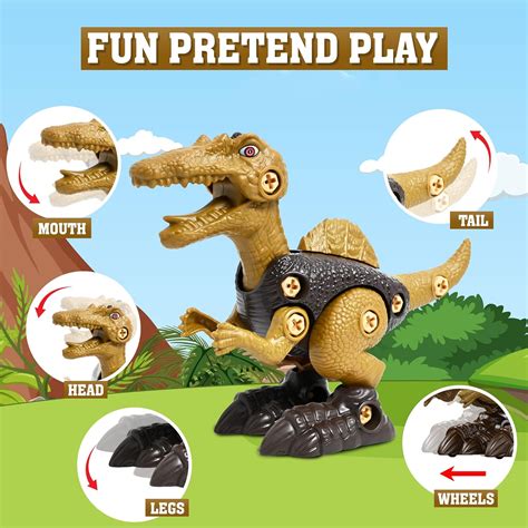 Buy Ben and Bro Dinosaur Toys for Kids 3-5 6 7 8 Years Old, Take Apart ...