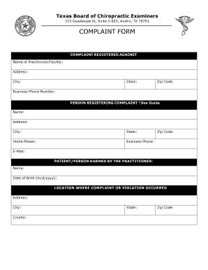 TX TBCE Complaint Form - Fill and Sign Printable Template Online