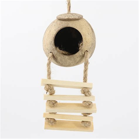 Buy OOKWE Coconut Bird Nest with Ladder for Parrots Parakeet Conures ...