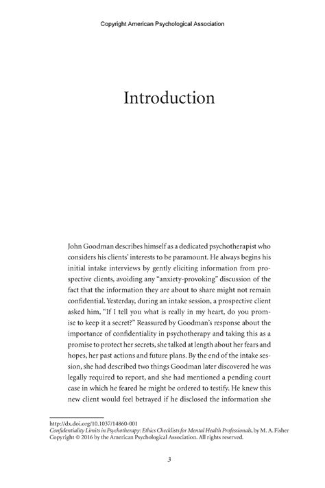 Confidentiality Limits in Psychotherapy Intro Sample - Introduction ...