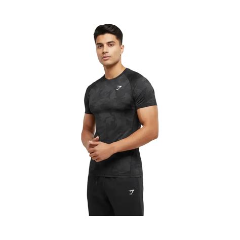 Buy Gymshark Geo Seamless T-Shirt Slim Fit Black/Charcoal Grey | Hype ...