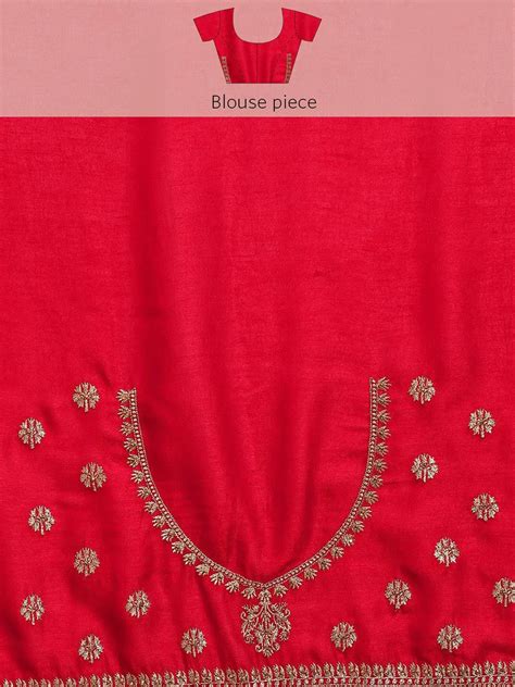 Buy Red Embroidered Silk Blend Saree Online at Rs.3374 | Libas
