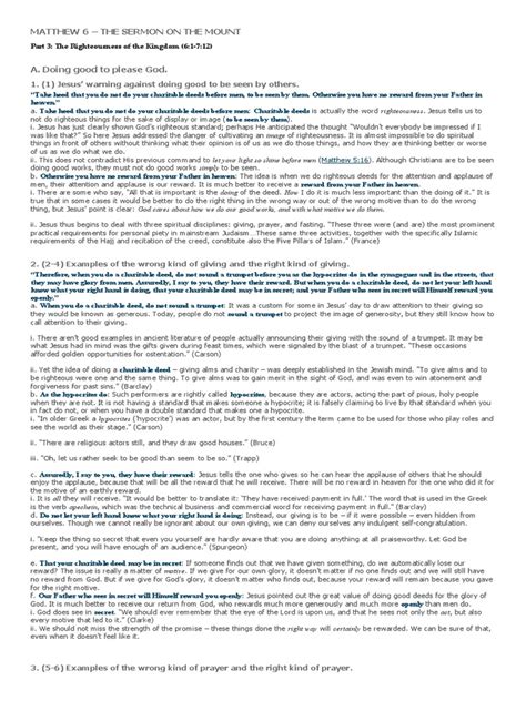 Image result for Matthew Chapter 6 Explained