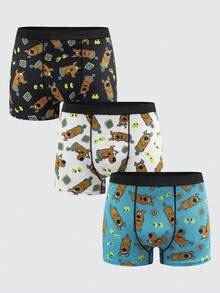 SCOOBY-DOO X SHEIN 3pcs/Pack Men's Comfortable Soft Cartoon Dog Print ...