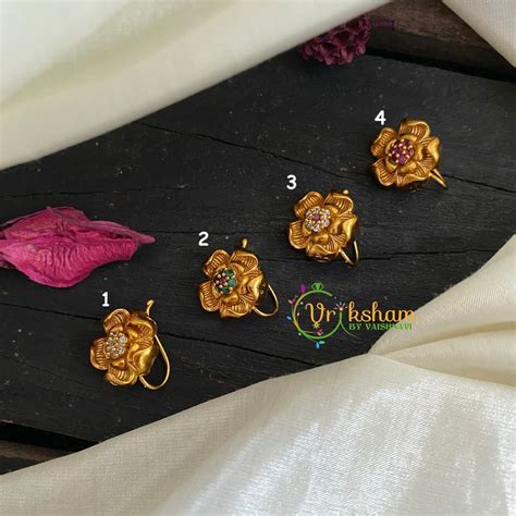 Premium Golden Naths/Nose pin -Floral nose pin-G3000 – vrikshamindia