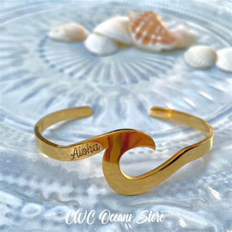 S.Steel Wave Bangle (ALOHA)ver.3 | CWC Oceans Store