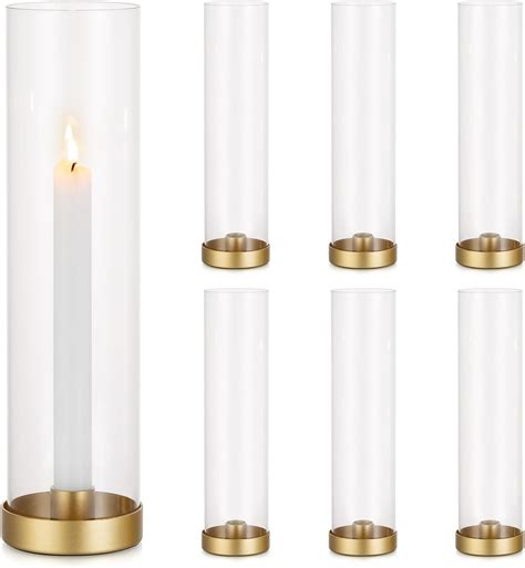 Amazon.com: Romadedi Glass Hurricane Candle Holders Gold - 12 Inch ...