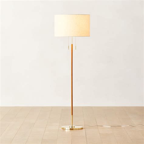 Prix Leather and Polished Brass Modern Table Lamp | CB2 Canada
