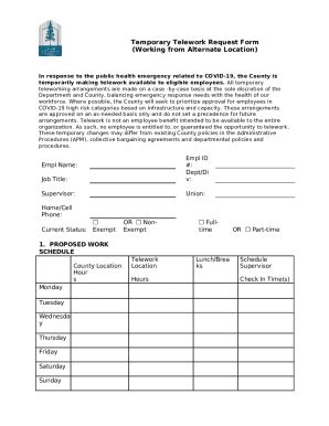 Temporary Telework Request Doc Template | pdfFiller