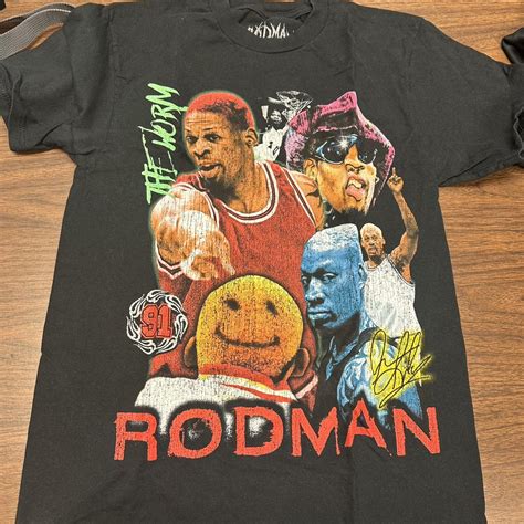 small dennis rodman shirt worn once - Depop