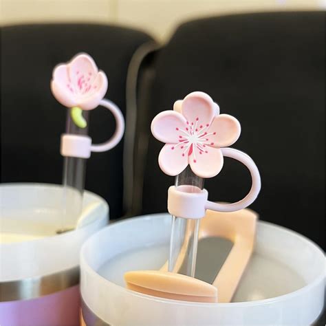 4PCS Silicone Bow Straw Covers Cap 10mm-Peach Blossom (Tumbler Not Inc ...