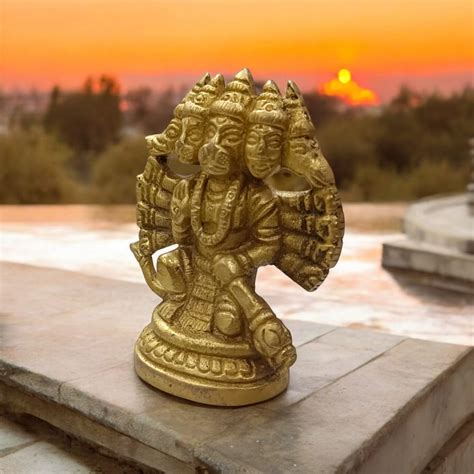Panchmukhi Hanuman Ji Idol in Brass - Compact Hanuman Ji Statue by ...