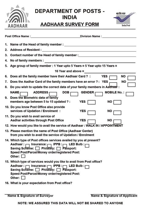 Connecting Citizen with Post Office through Aadhaar survey